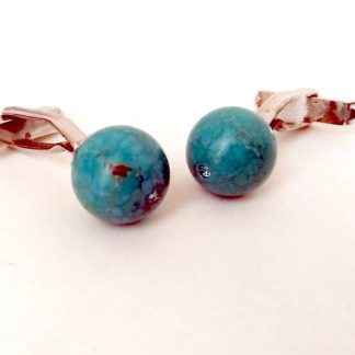 Prachtige manchetknopen van Turquoise met kleine Diamanten, gezet in zilver