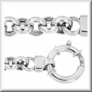Breed Jasseron collier van 8-9-10-12 mm van echt zilver, 45 cm lang