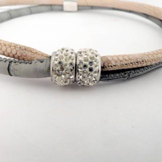 Bling-Bling collier van leer met Zirconia's