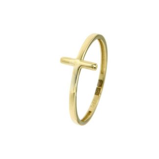 Elegante 14 of  9 karaat gouden ring met kruis