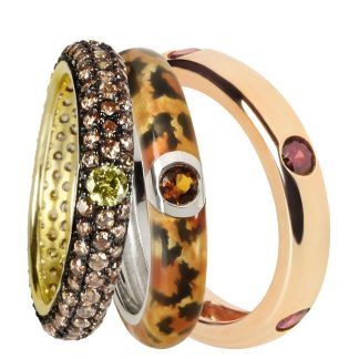 Ravissante ringen set van zilver met emaille en CZ