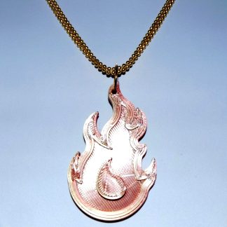 Hanger, model vlam  3-D geprint + lang collier van 100 cm