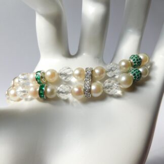 Hetty'S - Designer - Armband - Akoya parels - Zilveren slot en kralen - Bergkristal - lengte 19 cm