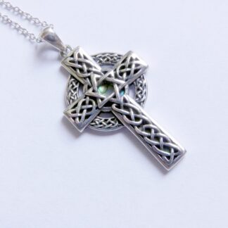 Hetty'S - Designer ontwerp - Keltisch kruis - Met parelmoer - echt zilver - compleet met collier