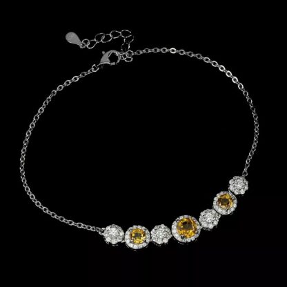 Chique - Zilveren armband - Grote Citrien edelstenen - Maat 17-21 cm - Afbeelding 2