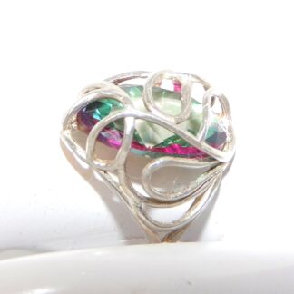 Uniek model - handgemaakte - 925 zilveren ring - met grote Mystic Topaas -
