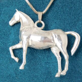 Grote Zilveren Hanger Akhal-Teke paard – Massief 925 Zilver – 40 x 45 mm - Collier van 50 cm