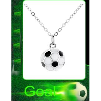 Geëmailleerde zilveren hanger van een voetbal - 15 mm - 925 zilver collier van 40-45 cm - geschikt voor kinderen